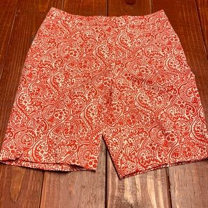 Boden Red/White Paisley Textured Bermuda Shorts Size 4